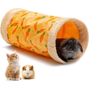 Rabbit Hideout Tunnel - Small Animal Tunnel Tube House Indoor for Bunny Guinea Pig Rat Hamster Ferret Chinchilla - Playing Sleeping Resting Soft Fleece Foldable Nest Habitat