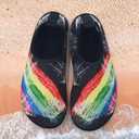 Water Shoes for Womens Mens Barefoot Aqua Yoga Socks for Pool Beach Surf Walking Water Park Boating Sports Water Shoes (4-5 Women/3-4 Men, Black Rainbow)