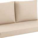 Outdoor Loveseat Cushion Set, 46" x 26" Loveseat Cushions for Outdoor Furniture, Waterproof & Fade-Resistant Patio Furniture Cushions, Deep Seat Cushion for Bench, Swing and Couch, Beige