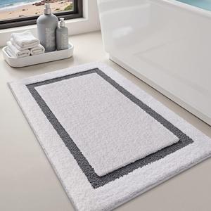 LUMI White Bath Mats for Bathroom, Non Slip Absorbent Soft Bath Rug, Fluffy Washable Classic Bathroom Rugs, Ideal for Floor, Shower Tub, Entryway, 24"x36", White and Grey LUMI White Bath Mats for Bathroom, Non Slip Absorbent Soft Bath Rug, Fluffy Washable Classic Bathroom Rugs, Ideal for Floor, Shower Tub, Entryway, 24"x36", White and Grey