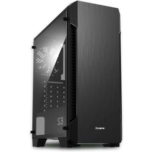 Zalman - S3 - ATX Mid-Tower PC Case - Full Acrylic Side Panel - 3x Case Fan 120mm Pre-Installed, Black