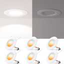 Amico 6 Pack 5/6 Inch LED Recessed Lighting, Retrofit Can Lights with Baffle Trim, Surface Ring 5CCT Selectable (2700K/3000K/4000K/5000K/6000K), Dimmable, 12.5W=100W, 950LM, IC Rated, ETL & FCC