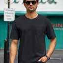 Cotrasen Mens T-Shirts Cotton Short Sleeve Pocket Tee Shirt Casual Crew Neck Moisture Wicking Soft Basic T Shirts (Black, XL)