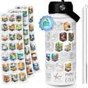 National Parks Water Bottle With Stickers - 32 Oz 316 Stainless Steel, Double-Wall Vacuum Insulation, Leakproof Bpa-Free Straw Lid, Laser Engraved Bottle+63 Waterproof Stickers, Everyday, Outdoor Use