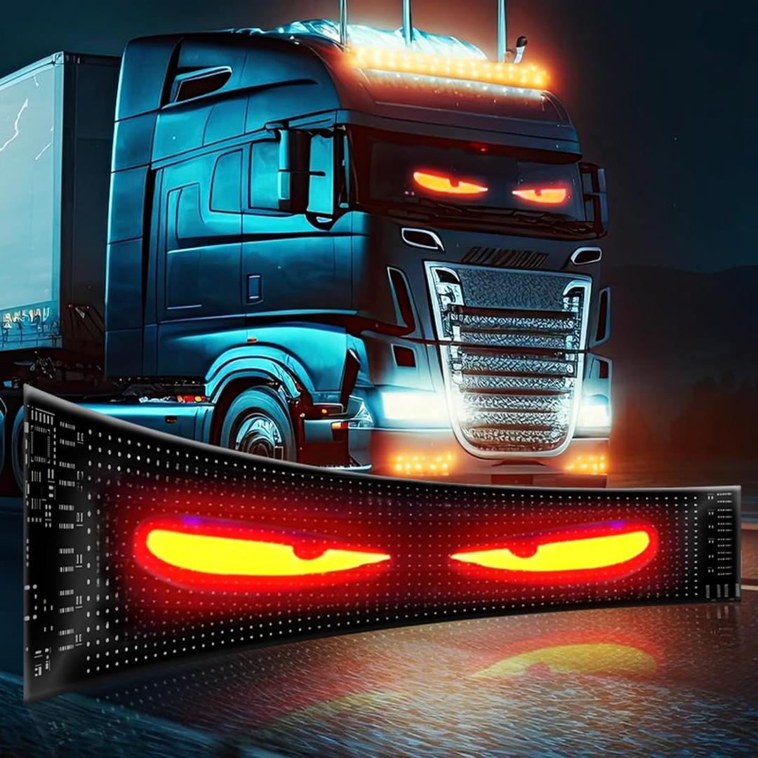 Devil Eyes Light for Windshield, 52in*7.5in Large Size DIY Programmable Flexible LED Display for Car Truck SUV Neon Sign Cool Accessories