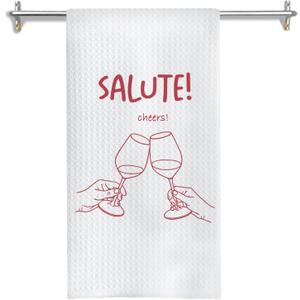Trendy Pink Italian Kitchen Towels, Italian Salute Cheers Dish Tea Towels for Kitchen Home Bar Cart Decor, Bartender Gifts Decorative Hand Towels, 16x24 Inches