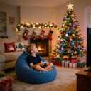 LPMOERA Bean Bag Chair Memory Foam Bean Bag Chairs for Kids/Teens with Filling Round Kids Bean Bag Chair for Living Room Bedroom College Dorm Reading Chair (Black)