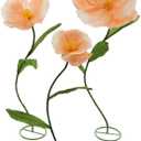 3pcs Giant Artificial Flower Poppy Free Standing 4.6ft / 5.2ft /5.9 ft, Adjustable for Wedding Decoration Reception, Background Backdrop Photo Props, Shop Window Champagne