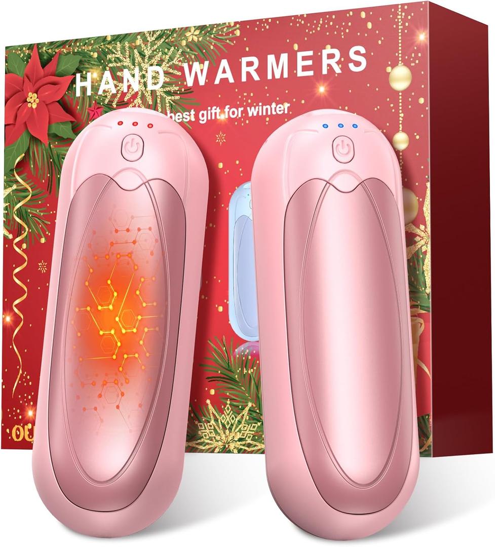 Hand Warmers Rechargeable 2 Pack, 2025 Upgraded Electric Portable Hand Warmers 7000mAh Electric Portable Pocket Heater with 3 Levels Warmth, Gift for Women Men