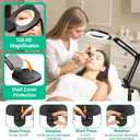 15X Real Glass Magnifying Lamp, 3-in-1 LED Desk Lamp with Base Clamp & Floor Stand, 5 Color Modes Stepless Dimmable, Adjustable Swing Arm, for Repair, Reading,Crafts,Painting