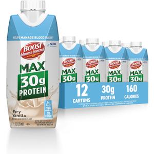 BOOST Glucose Control Max 30g Protein Nutritional Drink, Very Vanilla, 11 Fl Oz (Pack of 12), Packaging May Vary By 15 JAN 2026