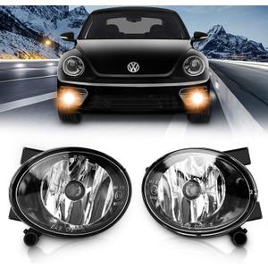 TangMiGe Fog Lights Lamps compatible with 2010-2015 Volkswagen Golf Hatchback/Wagon, Jetta Sedan/Wagon, Beetle, Eos, Premium VW Accessories, 1 Pair, Clear Lens