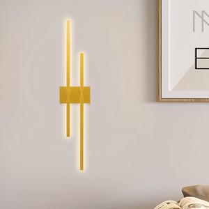 CHYING 2-Light LED Wall Sconce, 35 inch Modern Rectangular Wall Light, 20W 3000K Wall Mount Lamp for Bedside Hallway Stairwell Foyer Indoor, Gold