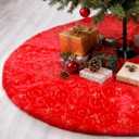 Joyyy 48 Inch Red Faux Fur Christmas Tree Skirt, Luxurious Fluffy Plush Snowflake Tree Collar for Modern Xmas Holiday Decor, Round Large Festive Tree Cover for Home and Party Decoration