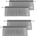 Dark Grey Valances Sheer Valences 18 inch Curtains Living Room Window Curtain Bedroom Kitchen Small Short Mini Curtain Panels Topper Rod Pocket 4 Pieces 52"x18"