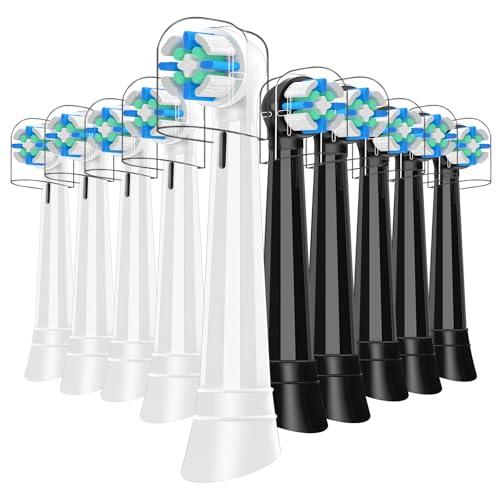 10 Pcs IO Replacement Heads Compatible with Oral B IO 2/3/4/5/6/7/8/9/10/Deep Clean Series Electric Toothbrushs, Toothbrush Heads with Medium Bristles Compatible with Oral B IO (Black/White)
