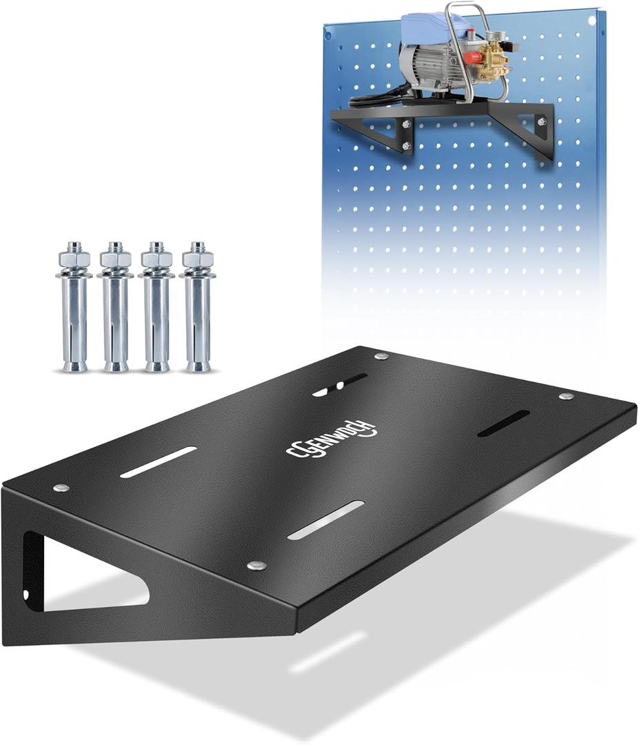 Heavy Duty Metal Pressure Washer Shelf, 20" x 12" Wall Mount Electric Pressure Washer Bracket Shelf, Fit for Garages Workshops Sheds