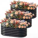 AHEONLAR 3 Pack 421.5ft Galvanized Raised Garden Bed Outdoor, Sturdy Planter Boxes for Vegetables, Fruits, Flowers and Plants, Easy Assembly, Black