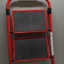 KINGRACK 2 Step Ladder, 2 Step Folding,Kitchen Ladder with Anti-Slip and Wide Pedal,Small Step Ladder with Handrails,Lightweight Portable Step Ladder for Kitchen Household,Red