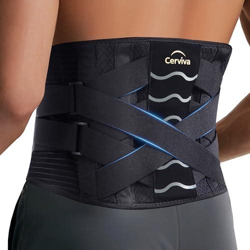 Cerviva Back Brace Support Belt-Lumbar for Back Pain, Sciatica, Scoliosis, Herniated Disc Adjustable Support Straps-Lower Back Brace with Removable Lumbar Pad for Men & Women, Lumbar Support Belts for work (Small)