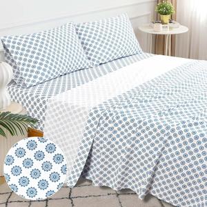 Sleepdown Cotton Bed Sheet Set - Mandalas Blue, King