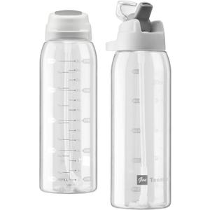 Clear Water Bottle with Straw BPA Free Tritan with Time Markers, 30oz Durable Bottle Perfect for Office, School, Gym and Workout (Pack of 1)