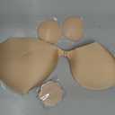 Ultra Invisible Sticky Bra Push Up, Strapless Adhesive Bra for Women's Exotic Bras, Reusable Silicone Sticky Boobs for Backless Dress (D Cup, Beige) (Gold)