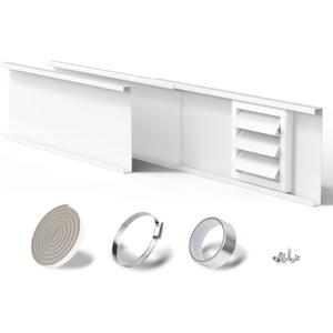 Flamorrow Dryer Vent Window Kit, 4" Window Vent Kit with Air Vent Cover, Adjustable Window Dryer Vent Panels with Insulation Foam Seal Strip & Aluminum Seal Tape, Hose Clamp