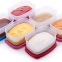 SIGNORA WARE Condiment Containers with Lids- 6 pk. 3 oz.Salad Dressing to go Small Food Storage Containers- Sauce Cups Leak proof Reusable Plastic BPA free for Lunch Box Picnic Travel