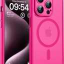 TOCOL for Phone 15 Pro Case, Compatible with Magsafe Charger, Full Camera Protection, Drop Protection, Translucent Matte Phone Case for iPhone 15 Pro 6.1 inch (Hot Pink)