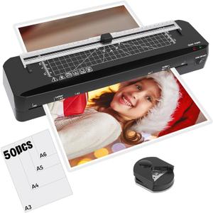 Laminator, A3 Laminator Machine with Built-in Trimmer, 70 Seconds Quick Warm-Up, Cold and Thermal Laminating with 50 Sheets, NTC Technology for Home Office School