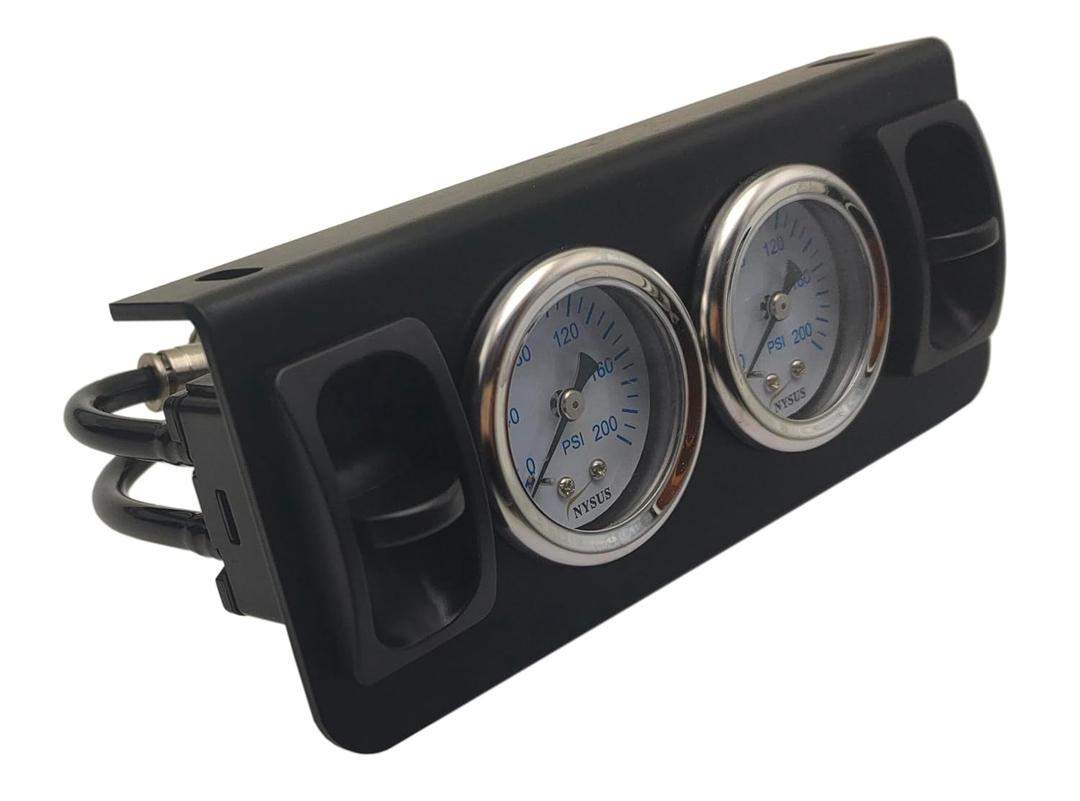 NYSUS Dual Air Gauge Controller Panel Paddle Valve Gauge with Paddle Switch for Air Suspension Kit Controller (Paddle Valve)
