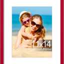 DecorUhome 11x14 Picture Frame, Display Pictures 8x10 with Mat or 11x14 without Mat, Wall Mounting Photo Frame, Red, 1 Pack