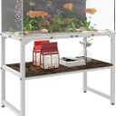 30 Gallon Rimless Fish Tank Stand with Shelf for Storage, 2 Tiers Metal Aquarium Stand, Breeder Tank Turtle Reptile Terrariums Stand Rack for Home Office, 30" L x 12" W x 20.5" H, White