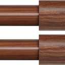 2 Pack Wood Curtain Rod for Windows 48 to 84, 1" Inch Adjustable Imitation Wood Grain Rods, Heavy Duty Boho Curtain Rods Easy Install Decorative Drapery Rod