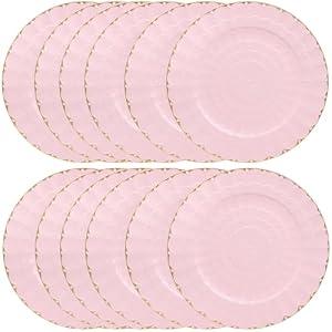 Omuriko Pink Chargers Plates Set of 12, Plastic Decorative Charge Plates for Dinner, Table Setting, Holiday, Thanksgivng, Christmas