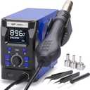 WEP 2009D-II Hot Air Soldering Station, Hot Air Rework Station with Detachable Soldering Heat Gun, 4 Preset Channels, Digital LED Display, Adjustable Temperature 212-896F, PID Temp Stabilization