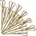 PartyWoo Cocktail Sticks, 100 Counts 4.7 inch Counts Bamboo Skewers with Peach Heart, Cocktail Toothpicks for Appetizers, Cocktail Sticks, Food Picks for Cocktail Party, BBQ - Peach Heart (Green)
