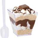 Tosnail 80 Pack 7 Oz Capacity Square Clear Plastic Dessert Tumbler Cups with 100 Spoons