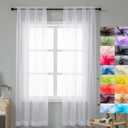 WPM White Sheer Curtains 58" Wide x 84" Long 2 Panels Livingroom Window Treatment Rod Pocket Sheer Voile for Bedroom, Kitchen, Childrens Room Fully Stitched and Hemmed