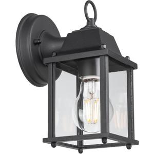 LIT-PaTH Outdoor Wall Lantern, Wall Sconce as Porch Lighting Fixture, E26 Base, Aluminum Housing Plus Glass, Water-Proof and Outdoor Rated, ETL Qualified, 1-Pack, Black