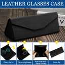 Flutesan 4 Pack Foldable Glasses Sunglasses Case PU Hard Shell Collapsible Eyeglasses Leather Case 4 Cleaning Cloths (Black)