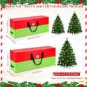 9 ft Christmas Tree Storage Bag Heavy Duty 420D Oxford Artificial Christmas Tree Bag with Reinforced Handles Dual Zippers Card Slot Wide Opening Extra Large Storage Container, Green and Red