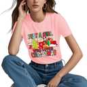 Christmas Shirts for Women Nurse Christmas T-Shirt Xmas Nursing Tee Nurse Vacation Tops (Pink, S)