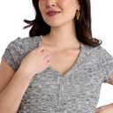 Motherhood Maternity Women's Short Sleeve V-Neck Henley Rib Knit Bodycon Maxi Pregnancy Dress (Gray, XS)