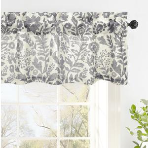 DriftAway Linen Textured Curtain Valances for Windows Bathroom Bedroom Living Room Kitchen Windows Basement Blinds Rod Pocket Semi Sheer 52"x14" Plus 1.75 Inches Header 1 Panel Julia Gray