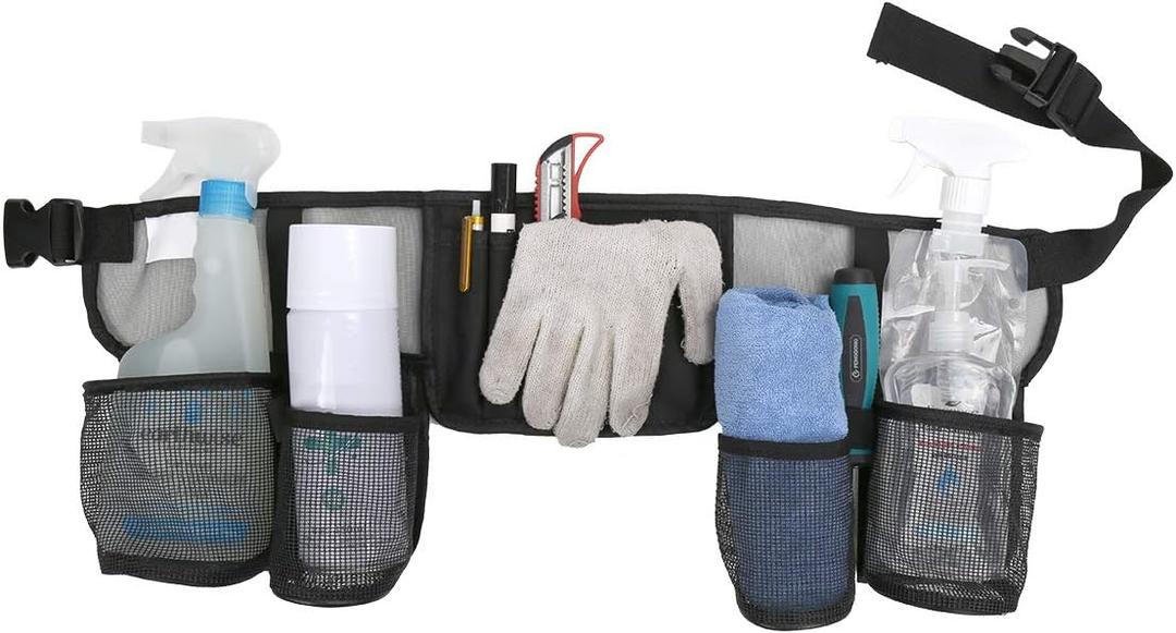 Tool Pouch, Waist Tools Bag Belt, Bottle Holster, Heavy Duty Working Tool Apron for Janitorial, Custodial, Housekeeping, Cleaning