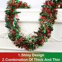 50 Feet Christmas Tinsel Garland Metallic Tinsel Garland Christmas Tree Decorations for Christmas Party Supplies Indoor and Outdoor Decor (Red and Green)