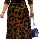 Yajedo Womens Casual Summer Maxi Dress Plus Size Sexy Wrap V Neck 3/4 Sleeve Sundress with Pockets. M Size