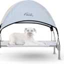 K&H Pet Products Outdoor Elevated Dog Cot Canopy, Cooling Sun Tent Shades Pets, Washable, Water-Resistant, Designed to Fit K&H Medium Elevated Dog Cots (Sold Separately) - Medium 32 X 25in Gray